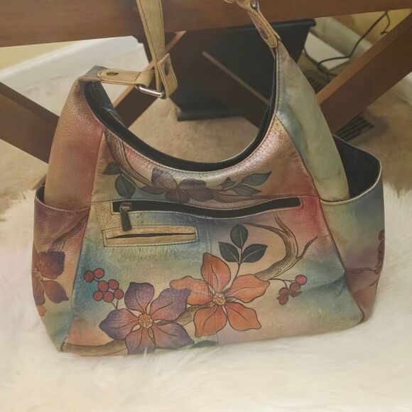 ANUSCHKA HAND PAINTED LEATHER SATCHEL/SHOULDER BAG - Picture 4 of 8